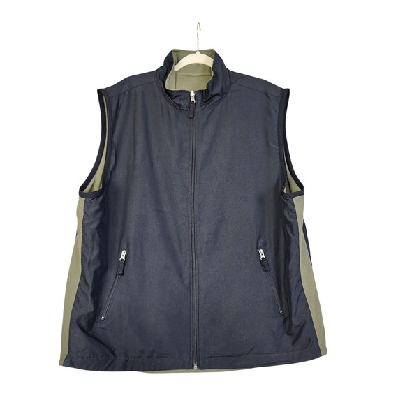 GAP Other - GAP Mens Fleece Lined Reversible Vest Size XL Black Green Full Zip Vintage Y2K